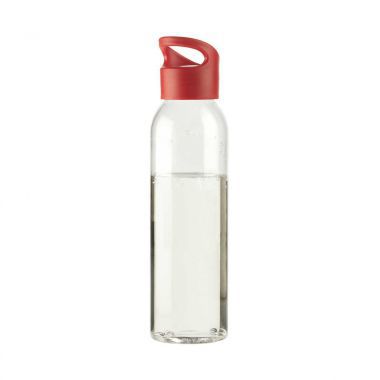 Transparant / rood Waterfles gepersonaliseerd | 650 ml | 110 x 45 mm