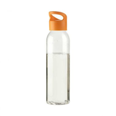 Transparant / oranje Waterfles gepersonaliseerd | 650 ml | 110 x 45 mm