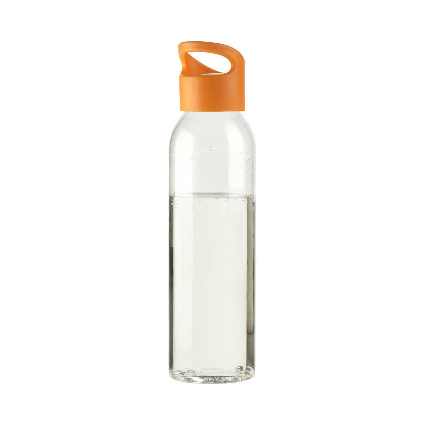 Transparant / oranje Waterfles gepersonaliseerd | 650 ml | 65 x 65 mm