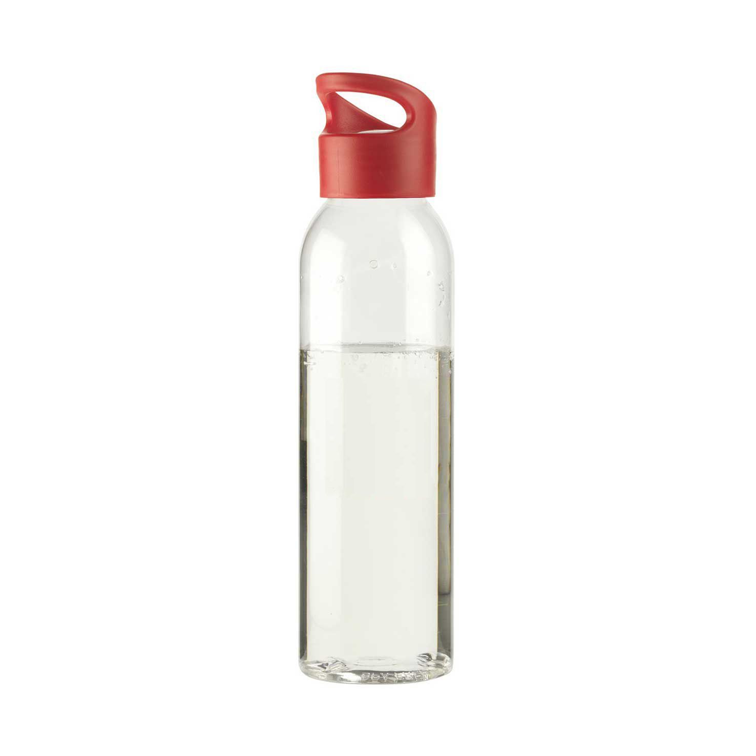 Transparant / rood Waterfles gepersonaliseerd | 650 ml | 65 x 65 mm