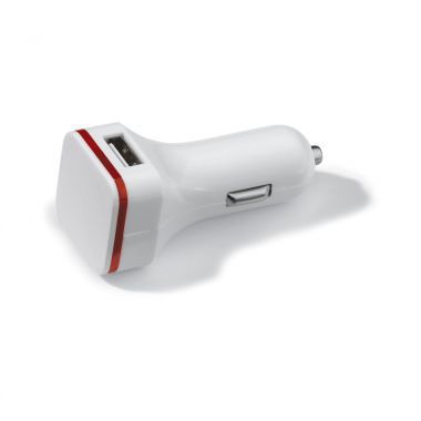 Wit / rood USB auto oplader | Vierkant