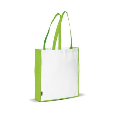 Wit / licht groen Shopper | Non woven | 75 gram