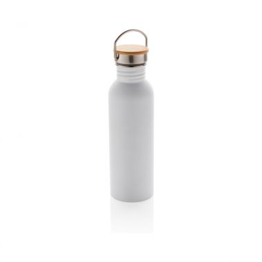 Witte Moderne RVS fles | Bamboe dop