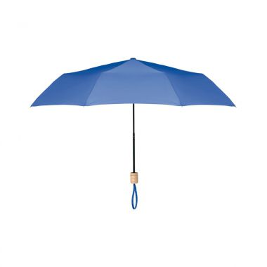 Koningsblauw Opvouwbare paraplu | Houten handvat | 53 cm