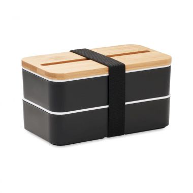 Zwarte Lunchbox | Gerecycled PP | 2 lagen