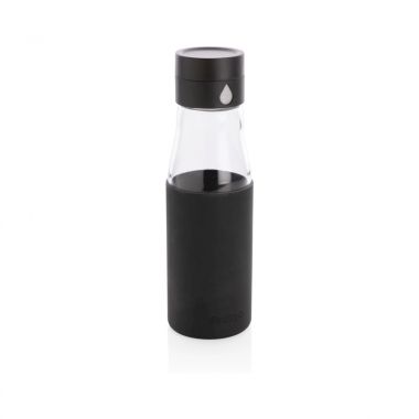 Zwarte Glazen fles | Hydratatie-tracking | Gekleurde sleeve