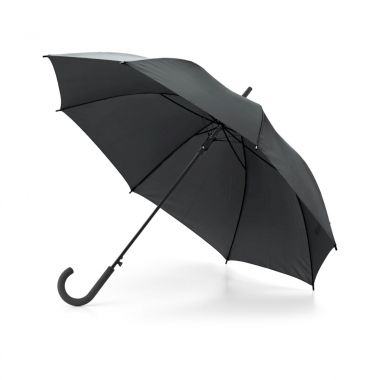 Zwarte Paraplu met logo | Rubber handvat | 104 cm 