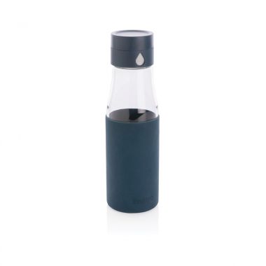 Blauwe Glazen fles | Hydratatie-tracking | Gekleurde sleeve