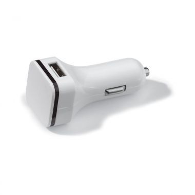 Wit / zwart USB auto oplader | Vierkant