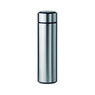 Zilvere Dubbelwandige fles | LED thermometer