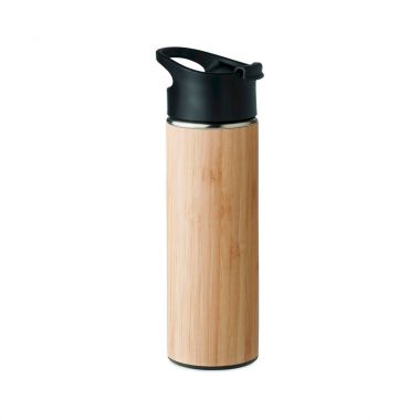 Lichtbruine Dubbelwandige drinkfles | Bamboe | 450ml