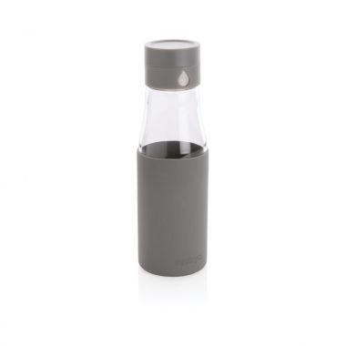 Grijze Glazen fles | Hydratatie-tracking | Gekleurde sleeve