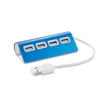 Blauwe USB hub | Aluminium