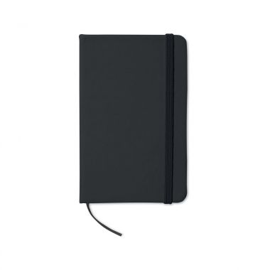 Zwarte A6 notitieboek met logo