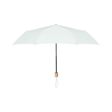 Witte Opvouwbare paraplu | Houten handvat | 53 cm