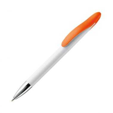 Wit / oranje Design balpen | Witte houder