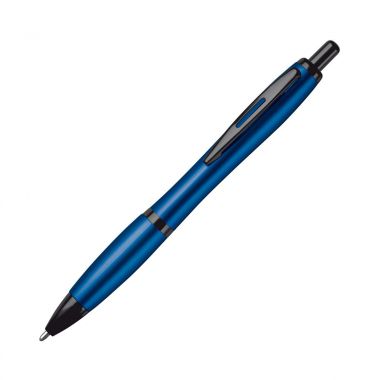 Donkerblauwe Metallic pen | Gekleurde houder