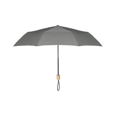 Grijze Opvouwbare paraplu | Houten handvat | 53 cm