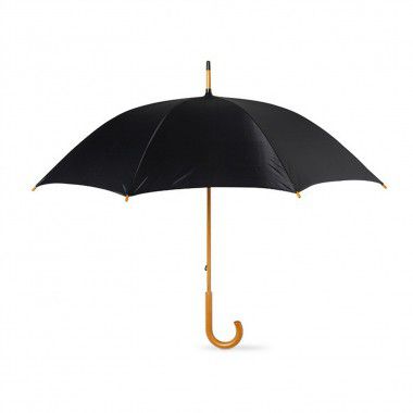 Zwarte Paraplu bedrukken | Houten handvat