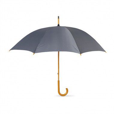 Grijze Paraplu bedrukken | Houten handvat