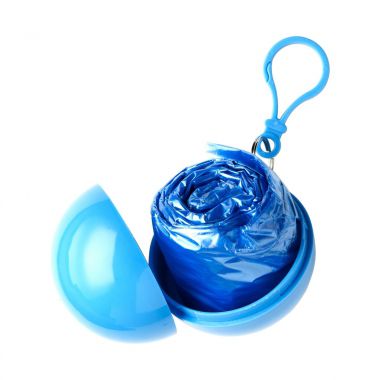 Lichtblauwe PVC poncho | Plastic bal