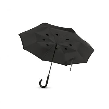Zwarte Paraplu met logo | Omkeerbaar | 58 cm