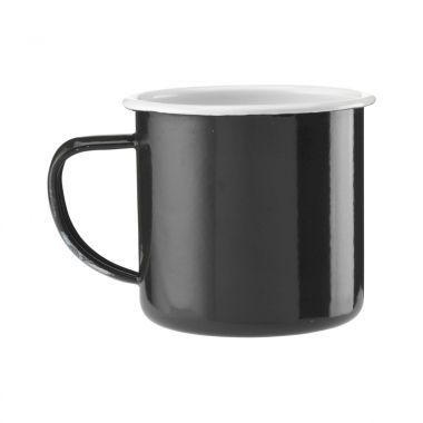 Zwart / wit Emaille koffiemok | 350 ml