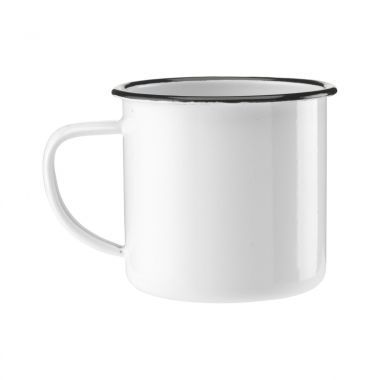Wit / zwart Emaille koffiemok | 350 ml